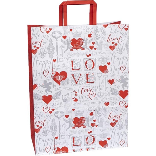 Пакет паперовий КРАФТ білий "LOVE" 32*15*42см