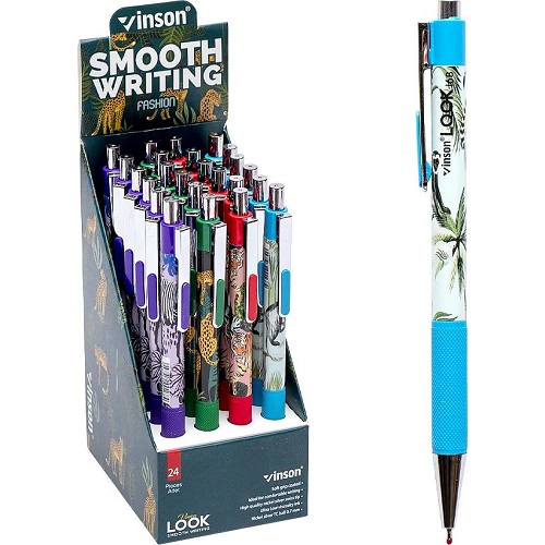 Ручка масляная LOOK 0,7мм, синяя автоматическая VINSON 