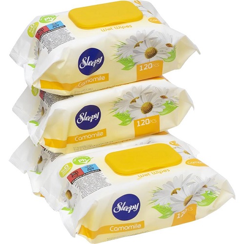 Вологі серветки Camomile 120шт. з клапаном ТМ SLEEPY
