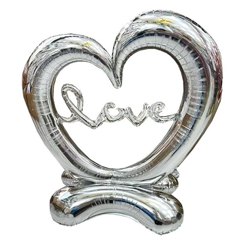 Шарик фольгированный напольный Сердце "LOVE", 140*110см, серебрянный