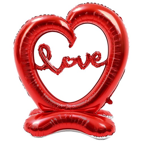 Кулька фольгована на підлогу Серце "LOVE", 140*110см, червоний