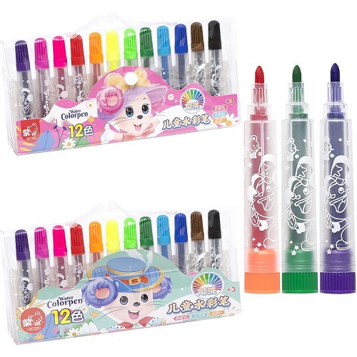 Фломастер 12 кольорів "Water color pen" у сумочці