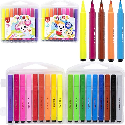 Фломастер 18 кольорів "Water color pen" у пластикому боксі
