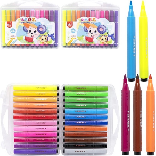 Фломастер 24 кольори "Water color pen" у пластикому боксі