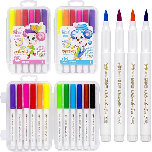 Фломастер - пензлик 12 кольорів "Water color pen" у пластиковому боксі