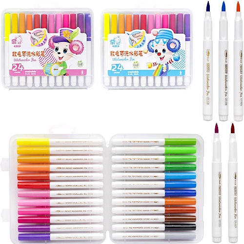 Фломастер - пензлик 24 кольори "Water color pen" у пластиковому боксі