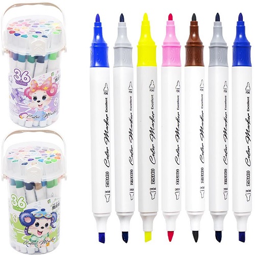 Набір маркерів для малювання 36 кольорів кошений/круглий наконечник у пластиковому боксі.