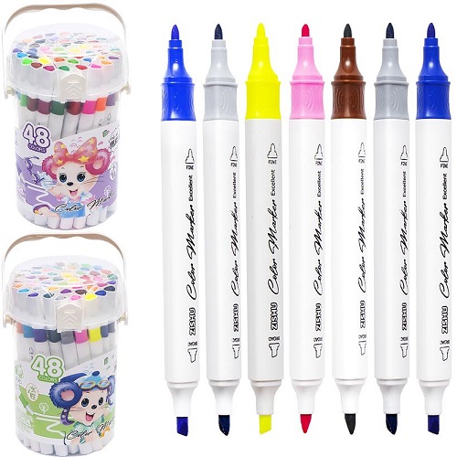 Набір маркерів для малювання 48 кольорів кошений/круглий наконечник у пластиковому боксі