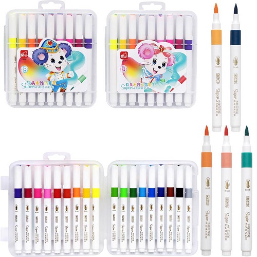 Набір маркерів-пензлів для малювання 18 кольорів у пластиковому боксі.