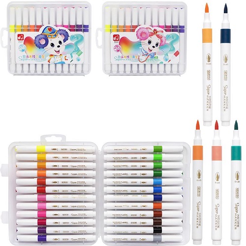 Набір маркерів-пензлів для малювання 24 кольори у пластиковому боксі