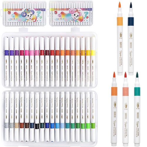 Набір маркерів-пензлів для малювання 36 кольорів у пластиковому боксі.