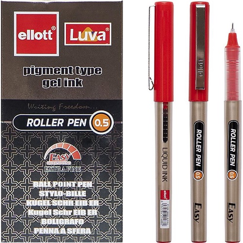 Ручка капілярна "LUVA" 0,5 мм, червона "Ellott"