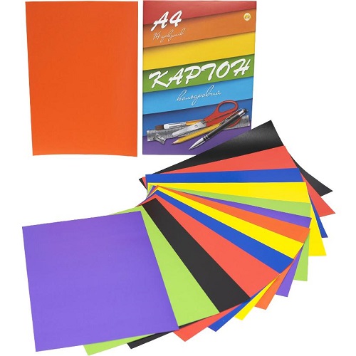 Кольоровий картон А4 14 листів (7 кольорів) ТМ Тетрада