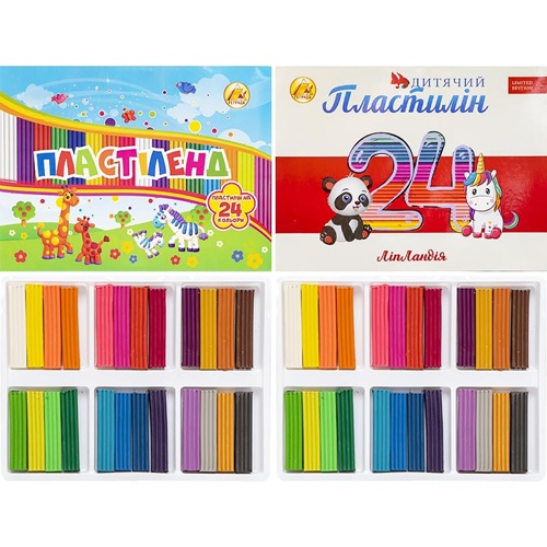 Пластилін 24кол. 370гр. "ЛІПЛАНДІЯ"/"ПЛАСТИЛЕНД" ТМ Тетрада