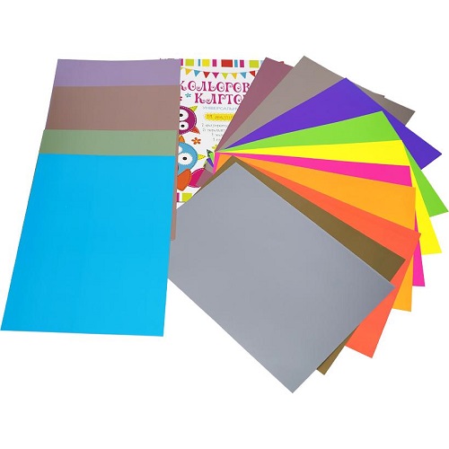 Цветной картон А4 14 листов "Универсальный" в картонной папке ТМ Тетрада