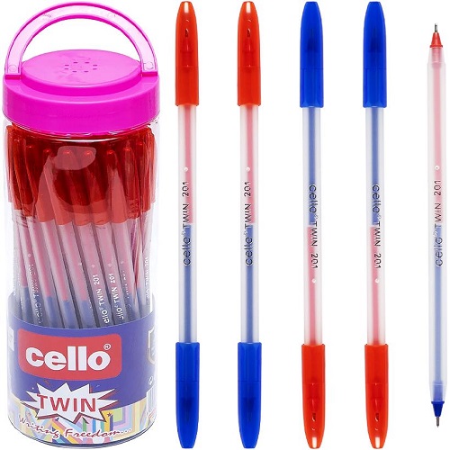 Ручка масляна двостороння синя/червона, 0,7мм Cello