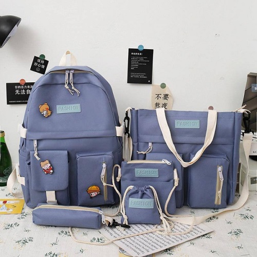 Набор рюкзак/сумка 4в1 (фиолетовый/синий/розовый/черный)