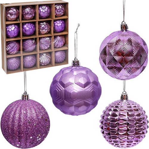 Набор шаров 16шт Ø8см Сиреневый