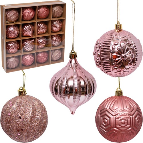 Набор шаров 16шт Ø8см Розовый