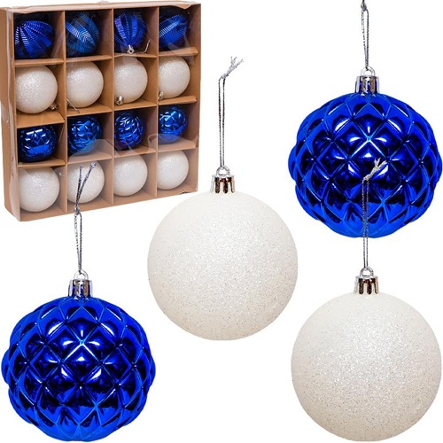 Набор шаров 16шт Ø8см Синий/Белый