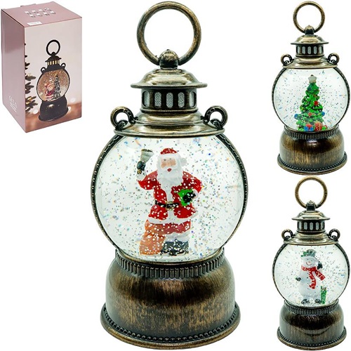 Новорічна куля "Лампа" з музикою, снігом та підсвічуванням Ø12см, 23*11см