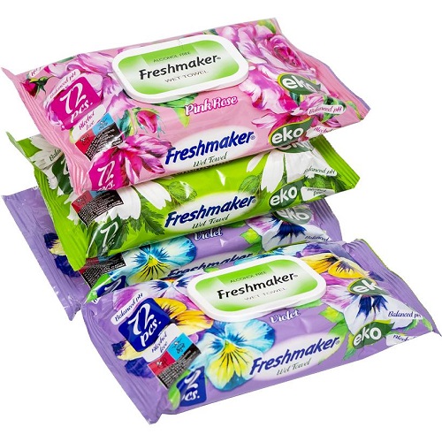 Влажная салфетка "Freshmaker" eko flower 72шт КЛАПАН