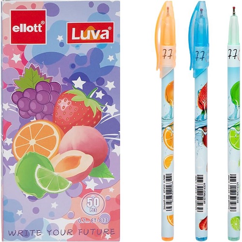 Ручка масляная "Luva" "фрукты" 0,7мм, синяя "Ellott"