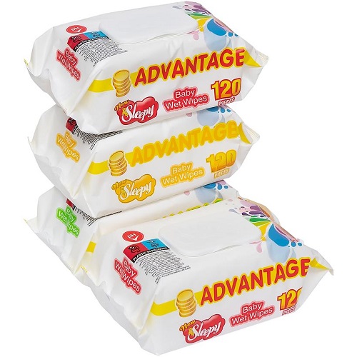 Влажные салфетки ТМ SLEEPY Advantage Baby 120шт. с клапаном