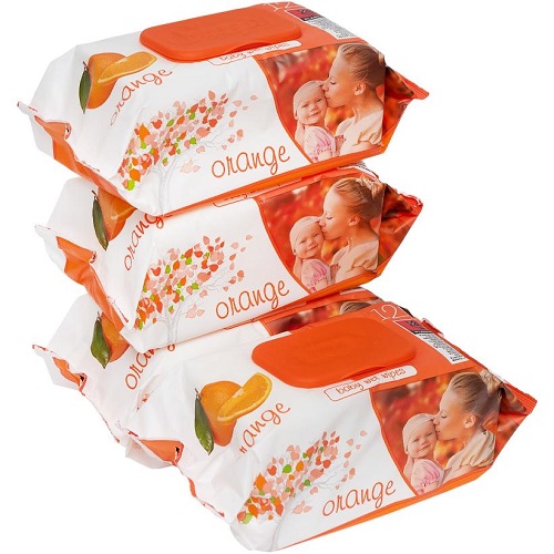 Влажные салфетки Orange 120шт. с клапаном ТМ SLEEPY 