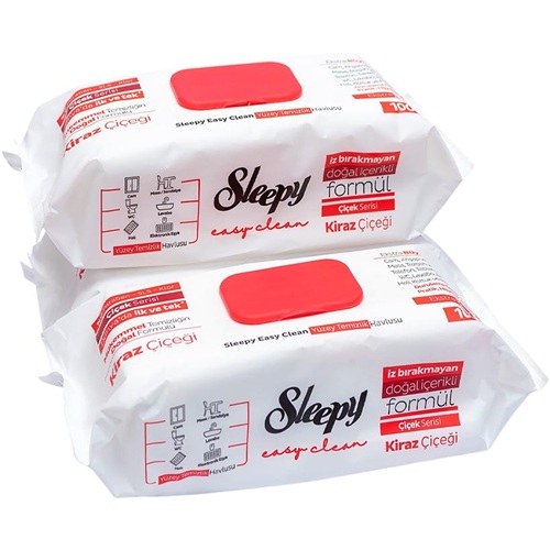 Влажные салфетки для уборки ТМ SLEEPY Easy Clean Cherry 100шт. красный клапан