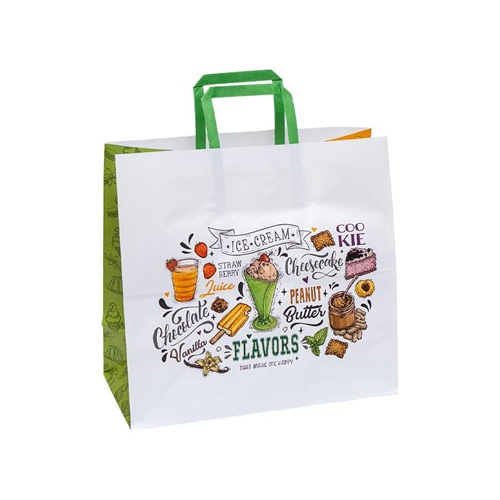 Пакет паперовий КРАФТ білий "Смаколики" 32*15*30см