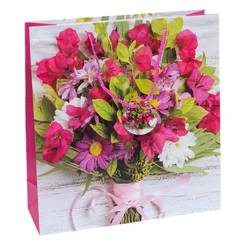 Пакет подарочный "Цветы" 35*37*12см