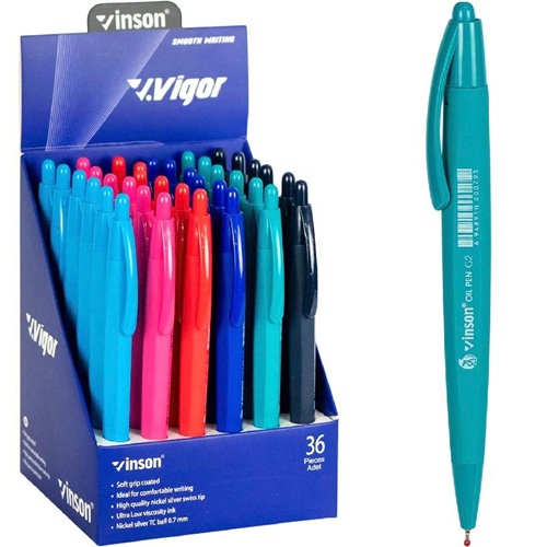 Ручка масляна автоматична VINSON Vigor синя 0,7мм, soft-touch покриттям