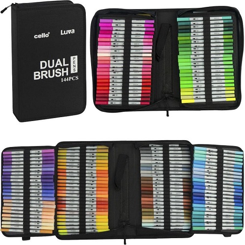 Художественные двусторонние маркеры Dual Brush 144 штук Cello