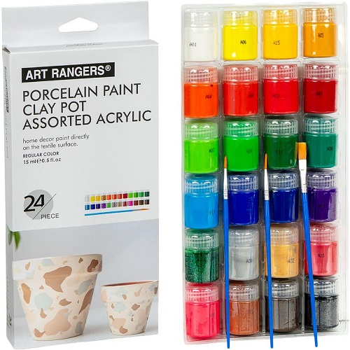 Фарби для порцеляни,текстилю "Acrylic" 24 кольори*15мл з пензлями "Art Ranger" 