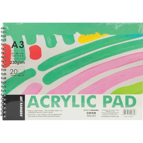 Альбом для ескізів А3 20аркушів, 230 г/м² Acrylic Pad бокова спіраль