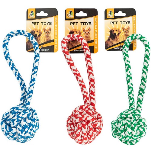 Канатная игрушка для собак 23см с узлом и удобной петлёй
