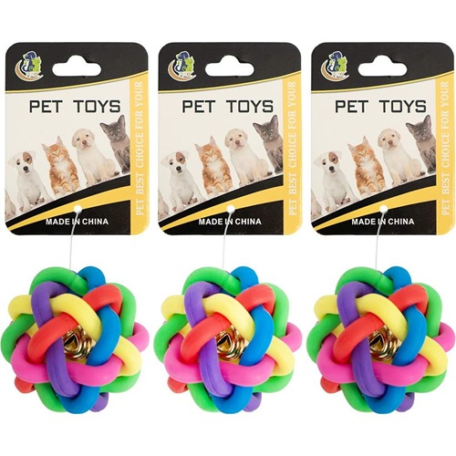 Іграшка жувальна "Клубочок з дзвіночком" 6см для домашніх тварин