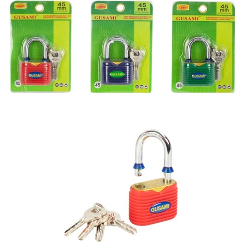 Замок навісний 45мм із захисним покриттям та ключами GUSAMI
