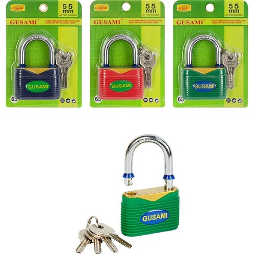 Замок навісний 55мм із захисним покриттям та ключами GUSAMI