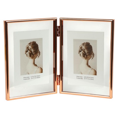 Фоторамка металлическая на 2 фото 13*18см Rose Gold