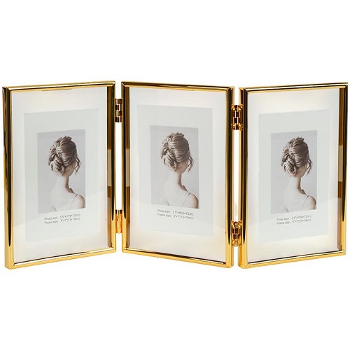 Фоторамка металлическая на 3 фото 13*18см GOLD