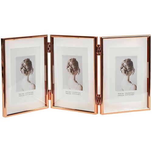 Фоторамка металлическая на 3 фото 13*18см Rose Gold