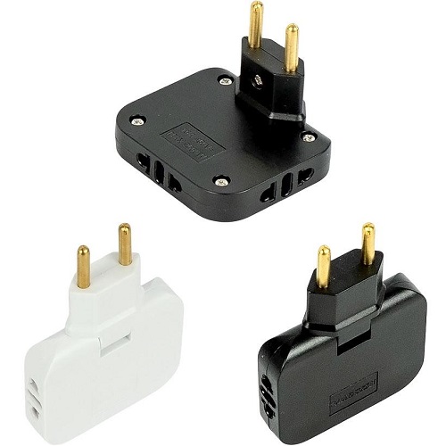 Сетевой тройник+переходник 3в1 поворотный на 180 градусов, 250V 10А, 6,5*1,4см
