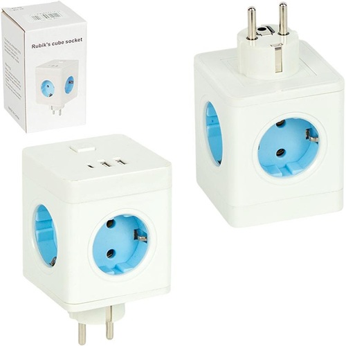 Розгалужувач мережі з 4 розетками та 3 USB-портами