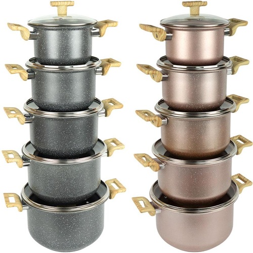 Набор кастрюль с антипригарным покрытием 5шт 2/3/4/5/6л с крышками Ø18/20/22/24/26см