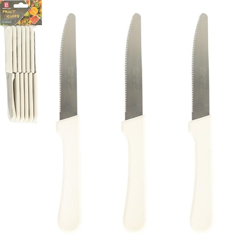 Набір кухонних ножів 12шт 18,5см з хвилястим заточенням Білий