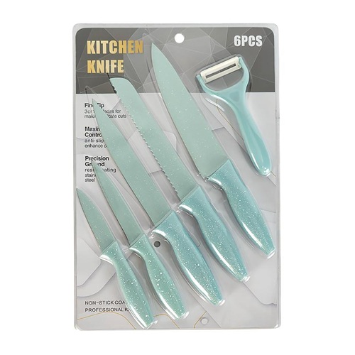 Набор кухонных ножей на блистере, 6 предметов с овощечисткой