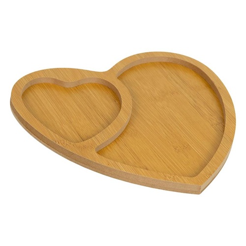 Мінажниця для закусок 23*25см на 2 секції "Серце", бамбук