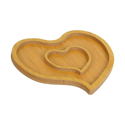 Мінажниця для закусок 19*19см на 2 секції "Серце", бамбук